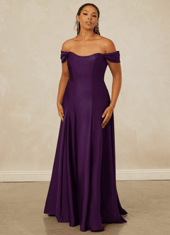 Christian Siriano Bridal for Azazie 1002 Bridesmaid Dresses Grape A-Line Off the Shoulder Stretch Satin Convertible Dress image8