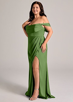 Azazie Johana Bridesmaid Dresses Basil Mermaid Off the Shoulder Stretch Satin Convertible Dress image10