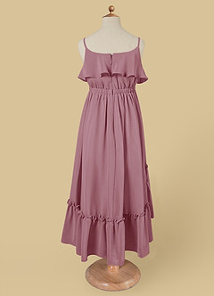 Azazie Karmen Jurken voor bloemenmeisjes A-Lijn Jurk van Chiffon Ruches Vintage Mauve image7