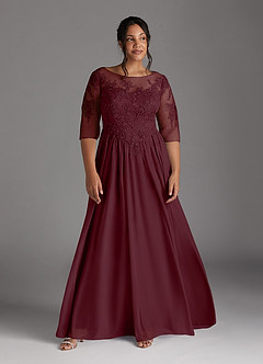 Azazie Harriet Abiti per la Madre della Sposa Abito A-Line in Maglia in Pizzo con Scollo a U Cabernet image9