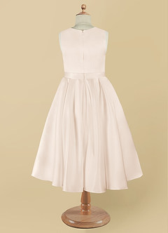 Azazie Coco Flower Girl Dresses White Alabaster A-Line Bow Matte Satin Dress image9