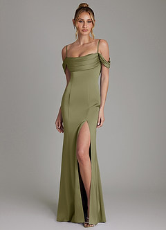Azazie Nira Bridesmaid Dresses Pistachio Mermaid Corset Stretch Satin Dress image5