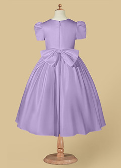 Azazie Anirra Flower Girl Dresses Lilac Ball-Gown Pleated Matte Satin Dress image6
