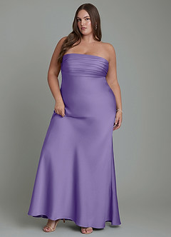 Azazie Saylor Vestidos de damas de honor Vestido Tahití de Satén Elástico de Corte Sirena con Palabra de honor image11
