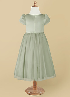 Azazie Malinda Final Sale Dusty Sage Ball-Gown with Sleeves Tulle Dress image9