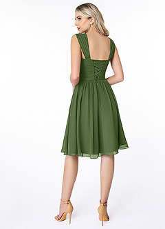 Azazie Angie Bridesmaid Dresses Olive A-Line Corset Chiffon Dress image2