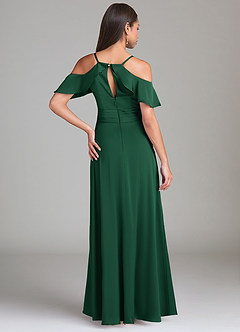 Azazie Dakota Vestidos de damas de honor Vestido de Verde Oscuro de Satén Elástico de Corte en A con Vestidos sin tirantes image2