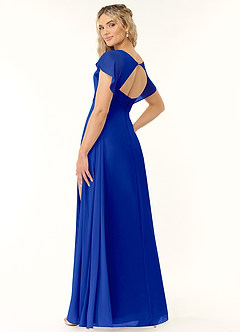 Azazie Rylee Brautjungfernkleider A-Linie Plissee Chiffon Kleid Königsblau image4