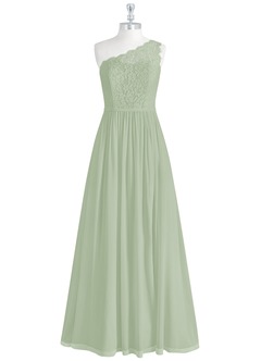 Azazie Demi Bridesmaid Dresses Dusty Sage A-Line One Shoulder Chiffon Dress image9