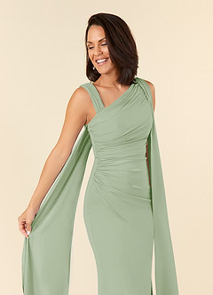 Azazie Franchesca vestidos de madre de la novia Vestido de Salvia Polvorienta de Chifón elástico de Sirena con Plisado image6