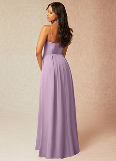 Azazie Kyedae Jurken voor bruidsmeisjes Jurk van Chiffon met A-Lijn V-hals geplooid Blauweregen image4