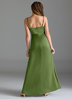 Azazie Maci Junior Juniper Mermaid Pleated Stretch Satin Dress image2