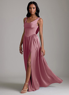 Azazie Novi Bridesmaid Dresses Vintage Mauve A-Line with Pockets Stretch Satin Dress image6