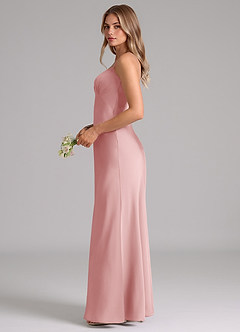 Azazie Suttona Brudtärnklänningar Klä av A-Linje i Stretch Satin Plisserad Puderrosa image5