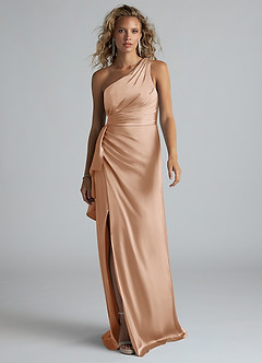 Azazie Maive Brautjungfernkleider Etui Gestreift Stretch-Satin Kleid Englisches Rosa image1