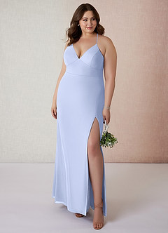 Azazie Becca Bridesmaid Dresses Ice Sheath V-Neck Chiffon Dress image7