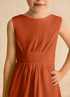 Azazie Edelweiss Flower Girl Dresses Burnt Orange A-Line Pleated Chiffon Dress image7