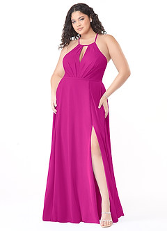 Azazie Evalleen Bridesmaid Dresses Fuchsia A-Line Pleated Chiffon Dress image9