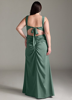 Azazie Jesaphine Bridesmaid Dresses Eucalyptus Sheath Bow Stretch Satin Dress image9