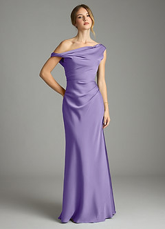 Azazie Emerson Bridesmaid Dresses Tahiti Mermaid Off the Shoulder Stretch Satin Dress image1