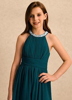 Azazie Aria Girls Formal Flower Girl Klänningar Klänning A-Line i Chiffong Plisserad image4