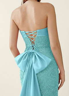 Amaryllis Blue Beading Corset Lace Up Back Mermaid Prom Dress image6