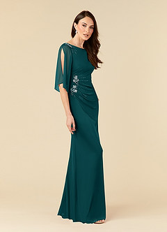 Azazie Magdalene Mother of the Bride Dresses Peacock Sheath Sequins Mesh Dress image2
