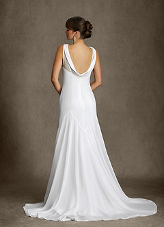 Azazie Angelina Vestidos de novia Vestido Diamante Blanco de Gasa de Corte Sirena image3