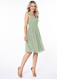 Azazie Angie Bridesmaid Dresses Dusty Sage A-Line Corset Chiffon Dress image4