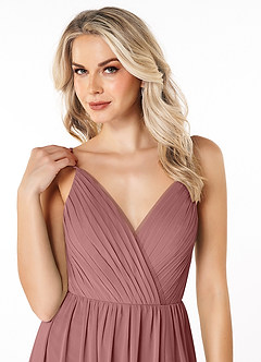 Azazie Gracie Bridesmaid Dresses Desert Rose A-Line Pleated Chiffon Dress image6