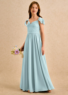 Azazie Meimei Girls Formal vestidos de niña de las flores Vestido de Neblina de Gasa de Corte en A con Plisado image5