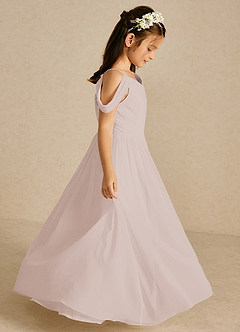 Azazie Chelle vestidos de niña de las flores Vestido de Pétalo De Rosa de Gasa de Corte En A con Plisado image4