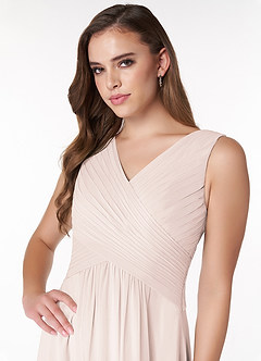 Azazie Flora Jurken voor bruidsmeisjes Jurk van Chiffon met A-Lijn Geplooid Rozenblaadje image5