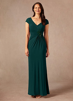 Azazie Marybeth Mother of the Bride Dresses Pine Dark Green Mermaid V-Neck Sequins Lace Dress image5