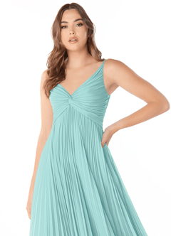 Azazie Raychelle Bridesmaid Dresses Aqua A-Line V-Neck Chiffon Dress image5
