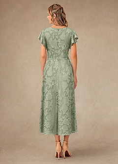 Azazie Vera Mother of the Bride Dresses Agave A-Line Pleated Floral Burnout Dress image4