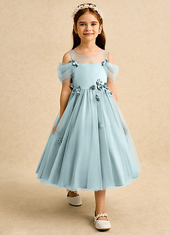 Azazie Juni Robe Demoiselle D'honneur Fillette Robe Princesse en Tulle Plissée Brume image7