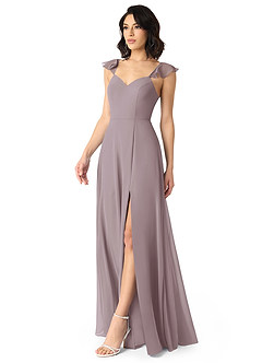 Azazie Everett Abiti da Damigella Abito A-Line in Chiffon Increspato con Scollo a V Dusk image3