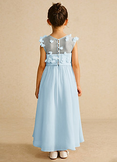Azazie Arlo Flower Girl Dresses Sky Blue A-Line Bow Chiffon Dress image5