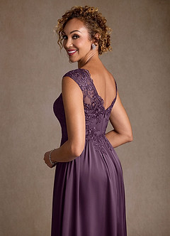 Azazie Amethyst Mother of the Bride Dresses Plum A-Line Lace Dress image7