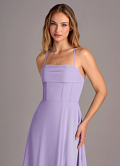 Azazie Carolyn Robes de demoiselle d'honneur Robe Trapèze en Mousseline de soie Plissée Lilas image2