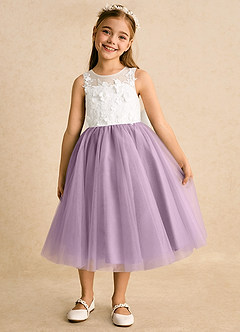 Azazie Lina vestidos de niña de las flores Vestido de Marfil Wisteria de Encaje de Princesa image5