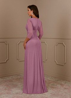 Azazie Annetta Mother of the Bride Dresses Vintage Mauve A-Line V-Neck Pleated Mesh Dress image3