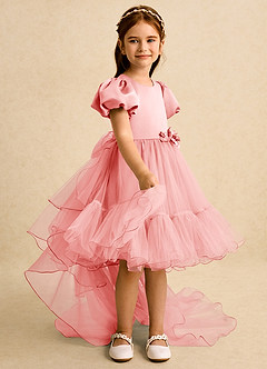 Azazie Cocoa vestidos de niña de las flores Vestido de Coral de Tul de Princesa con Plisado image8