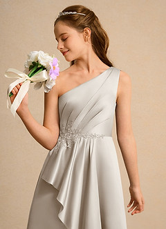 Azazie Taffy Junior Formal vestidos de niña de las flores Vestido de Escarcha de Satin Mate de Corte En A con Encaje image6