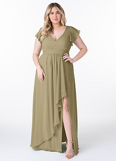 Azazie Omari Bridesmaid Dresses Moss Green A-Line Chiffon Dress image7