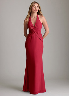 Azazie Valerie Bridesmaid Dresses Scarlet Mermaid Pleated Chiffon Dress image3