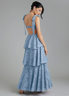 Azazie Jude Bridesmaid Dresses Powder Blue A-Line Sweetheart Neckline Floral Burnout Dress image1
