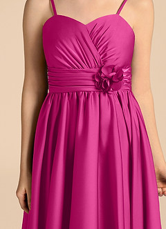 Azazie Catalina Junior Abito A-Line in Raso Elasticizzato Scollo a Cuore Fucsia image8