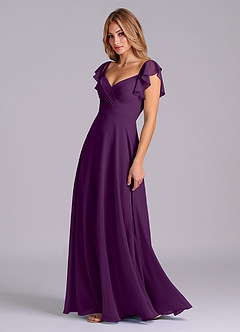 Azazie Leilani Bridesmaid Dresses Grape A-Line Pleated Chiffon Dress image4